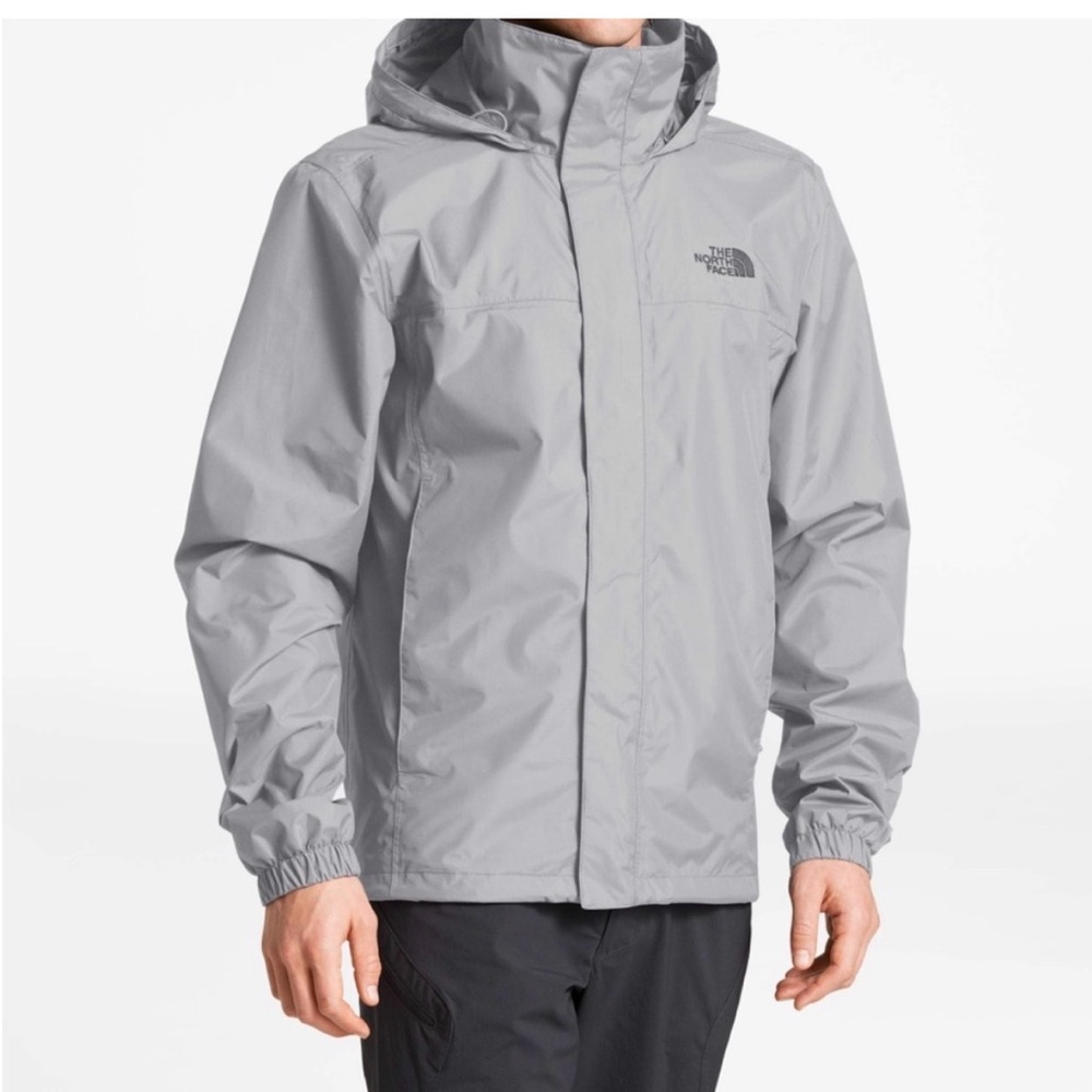 The North Face Light Gray Hooded Rain Jacket | Large